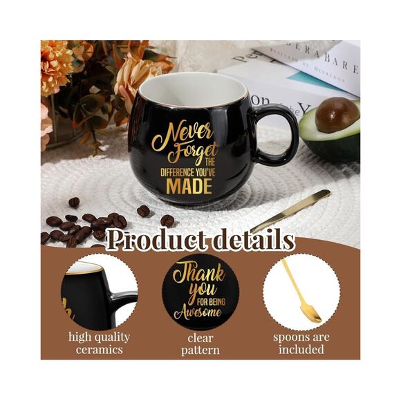 Tioncy 12 Set Employee Appreciation Gifts 12oz Ceramic Coffee Mugs w/Spoons NEW - Picture 3 of 6